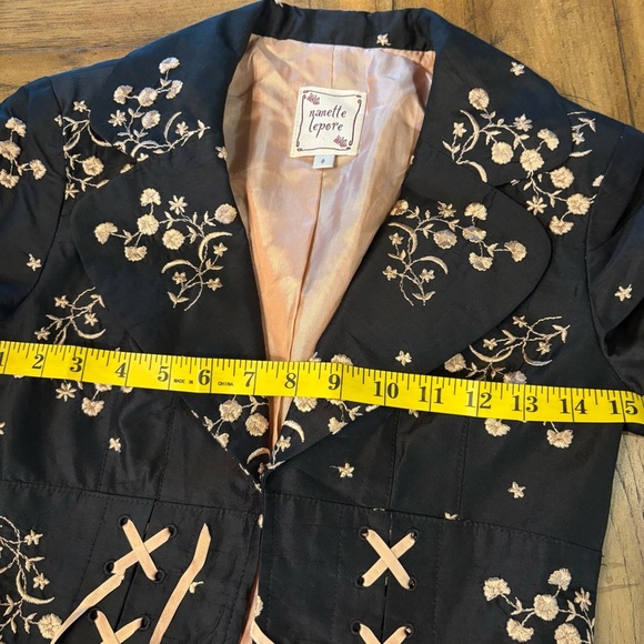 Nanette Lepore Embroidered Floral Jacket with Ribbon Detail,Size 0,Y2K Vintage - Picture 9 of 12